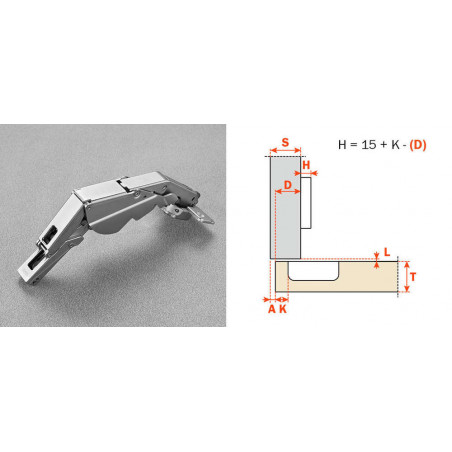 Charniere Salice 155 ° Sans Embase - Ref. C2AHA99